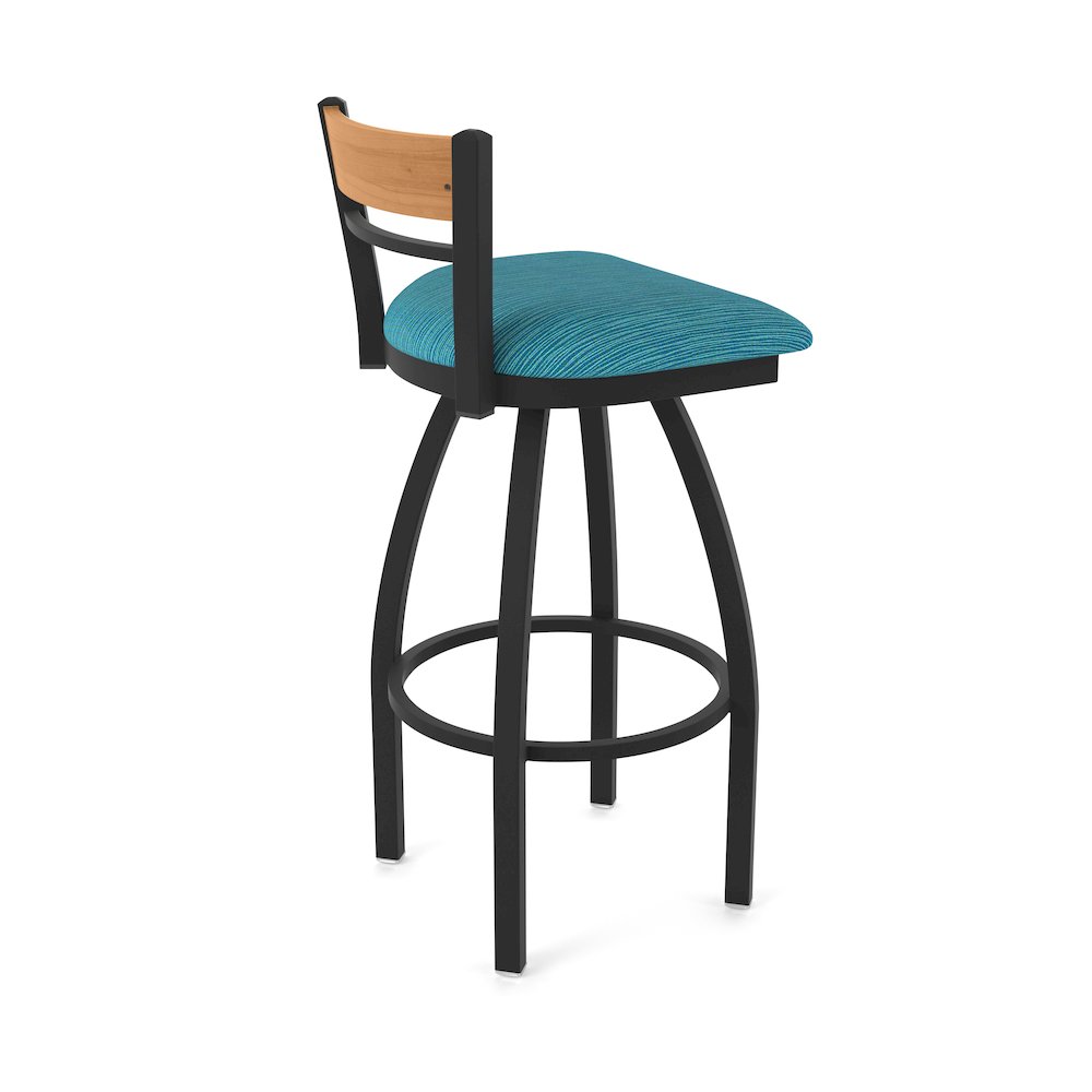 25" Swivel Counter Stool, Black Wrinkle Finish, Medium Back, Graph Tidal Seat. Picture 2