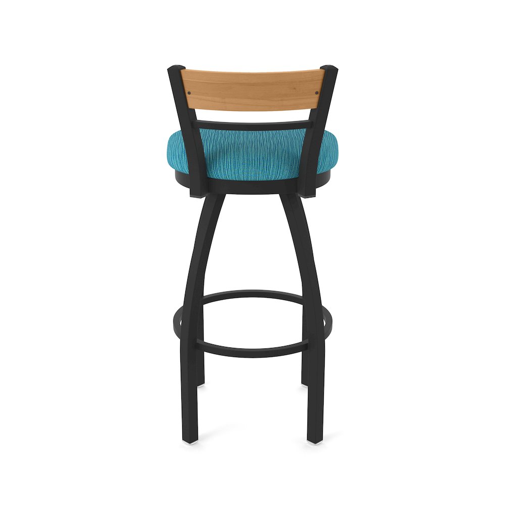 25" Swivel Counter Stool, Black Wrinkle Finish, Medium Back, Graph Tidal Seat. Picture 6