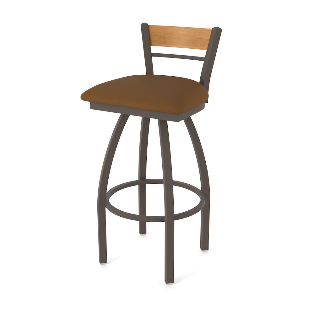 25" Swivel Counter Stool, Bronze Finish, Medium Back, Canter Thatch Seat. Picture 1