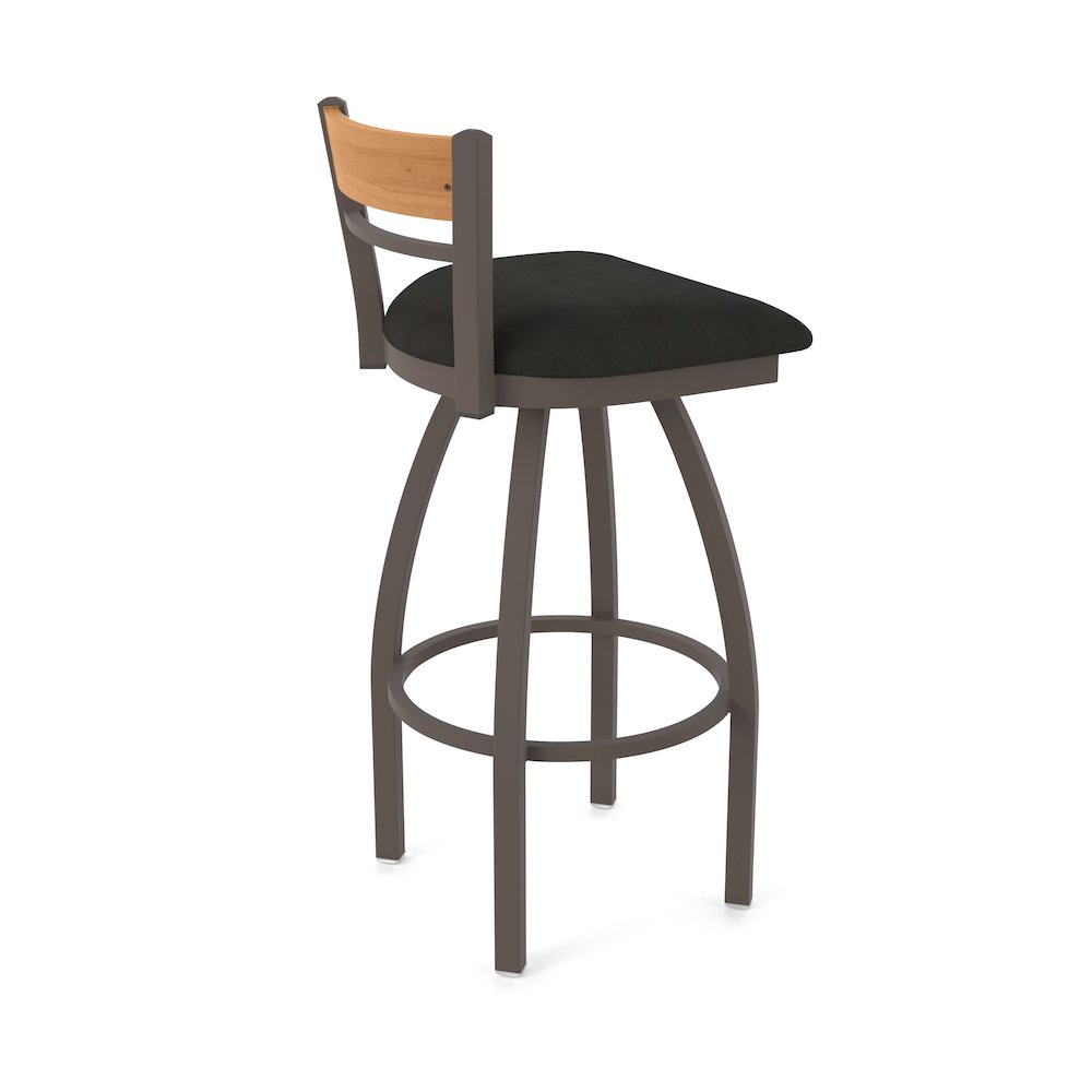 25" Swivel Counter Stool, Bronze Finish, Medium Back, Canter Espresso Seat. Picture 2