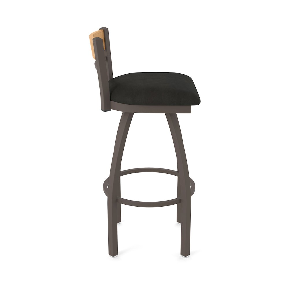 25" Swivel Counter Stool, Bronze Finish, Medium Back, Canter Espresso Seat. Picture 4