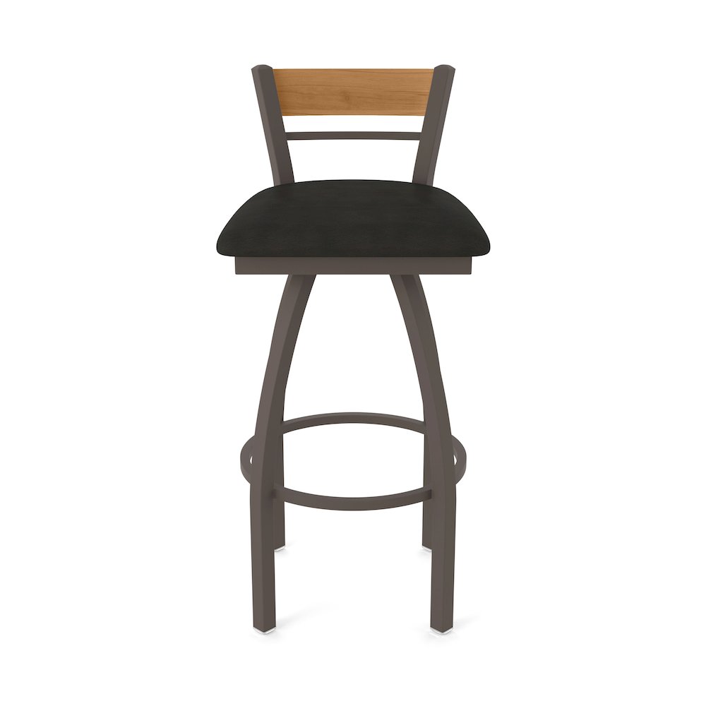 25" Swivel Counter Stool, Bronze Finish, Medium Back, Canter Espresso Seat. Picture 5
