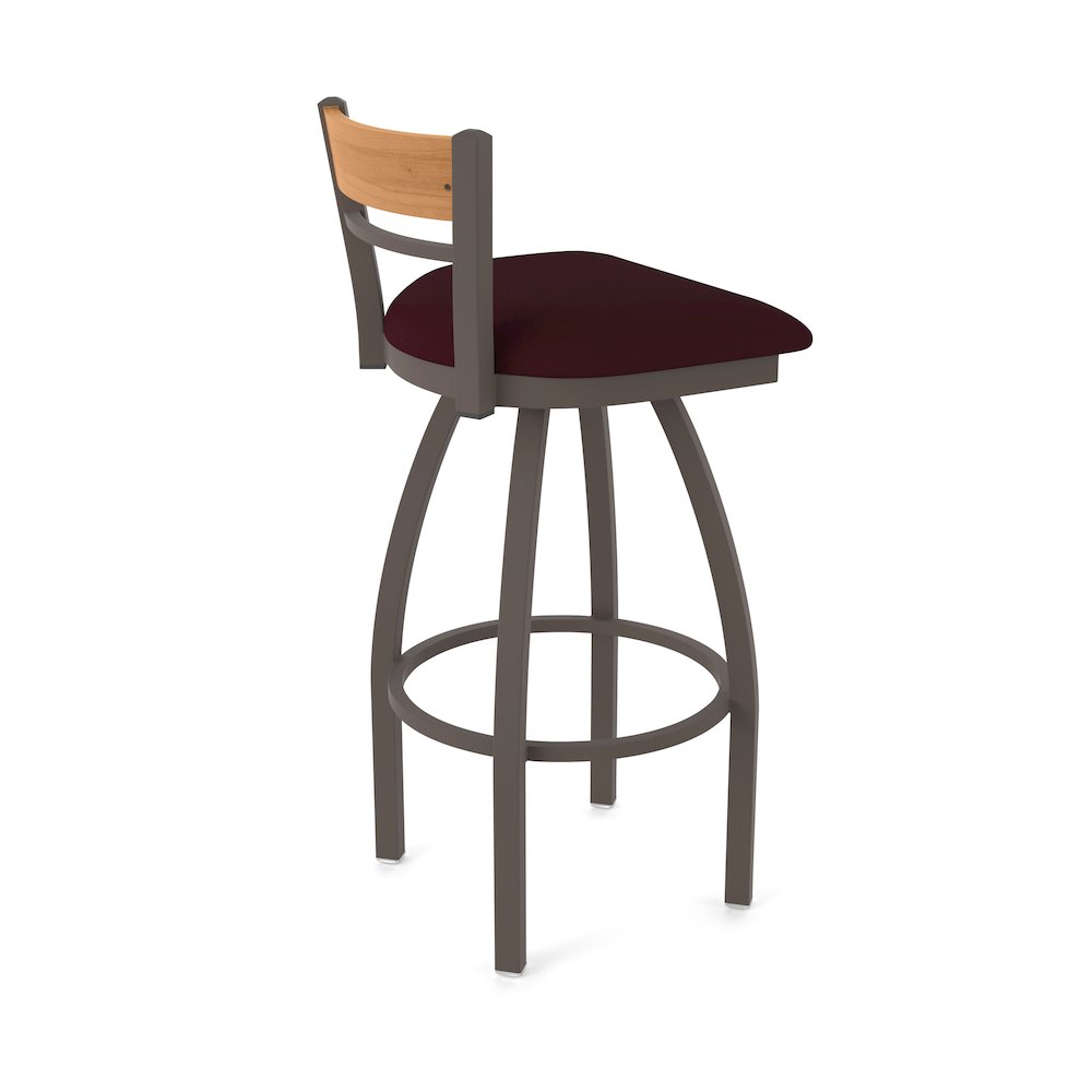 25" Swivel Counter Stool, Bronze Finish, Medium Back, Canter Bordeaux Seat. Picture 2