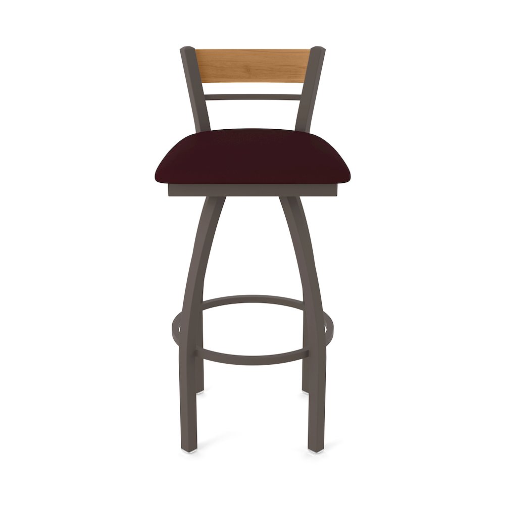 25" Swivel Counter Stool, Bronze Finish, Medium Back, Canter Bordeaux Seat. Picture 5