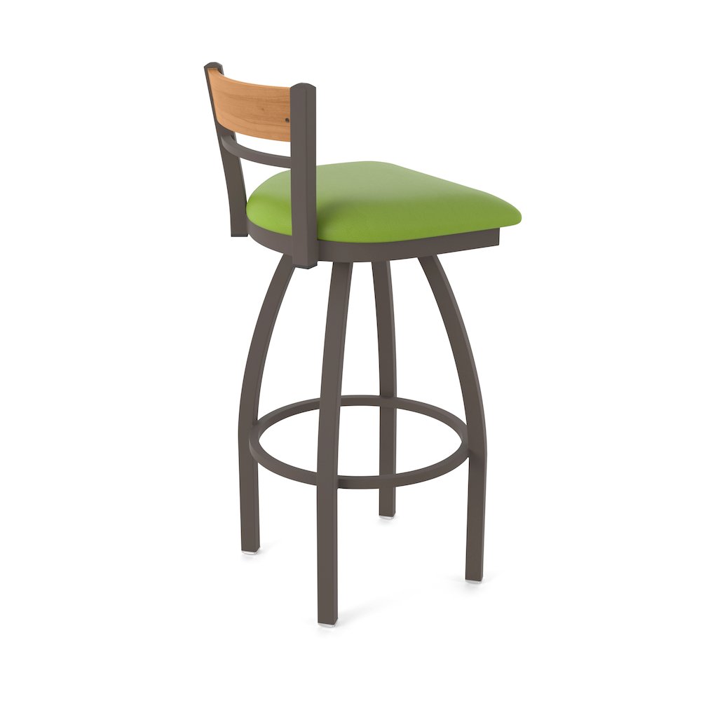 25" Swivel Counter Stool, Bronze Finish, Medium Back, Canter Kiwi Green Seat. Picture 2