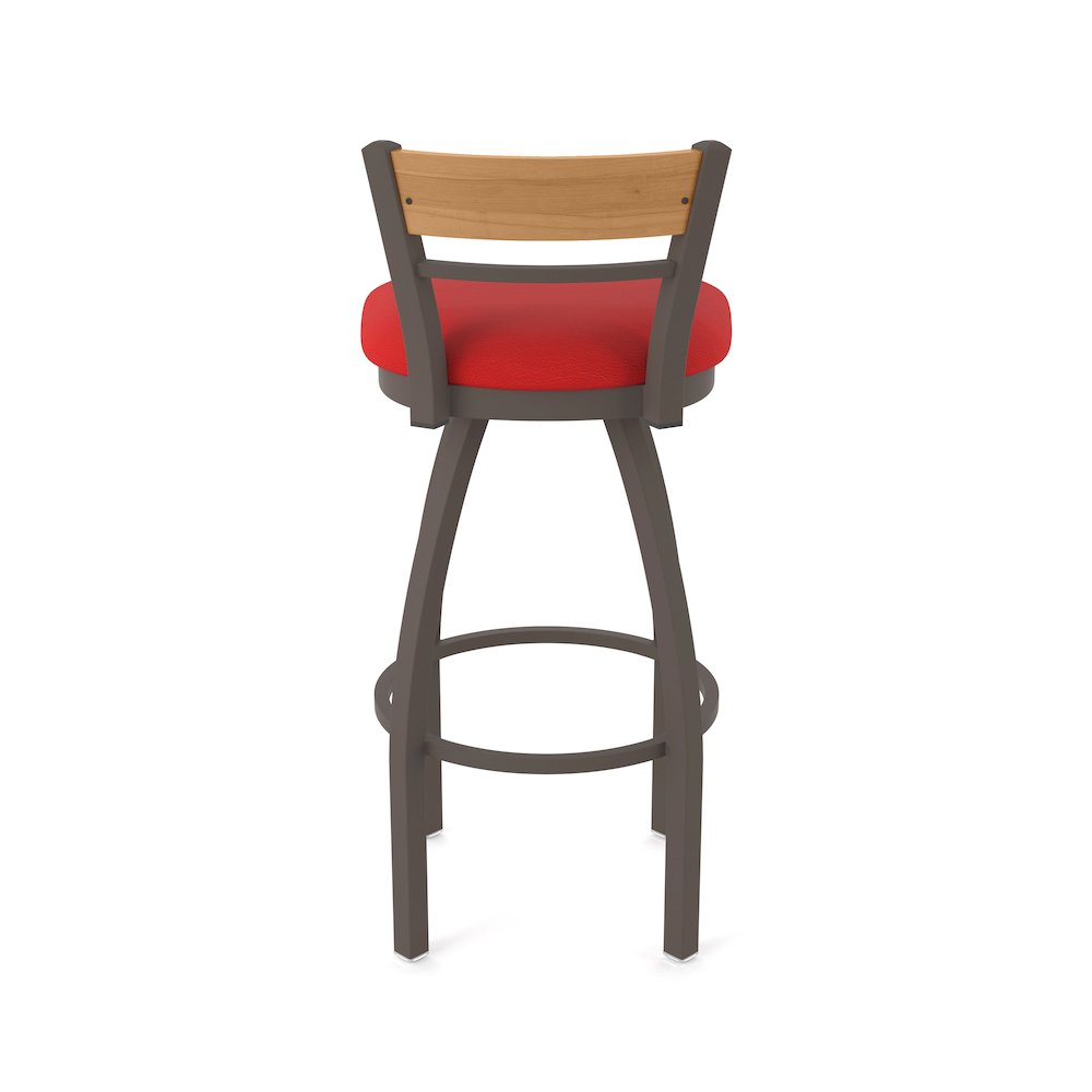 25" Swivel Counter Stool, Bronze Finish, Medium Back, Canter Red Seat. Picture 6
