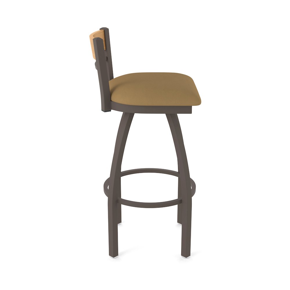 25" Swivel Counter Stool, Bronze Finish, Medium Back, Canter Saddle Seat. Picture 4