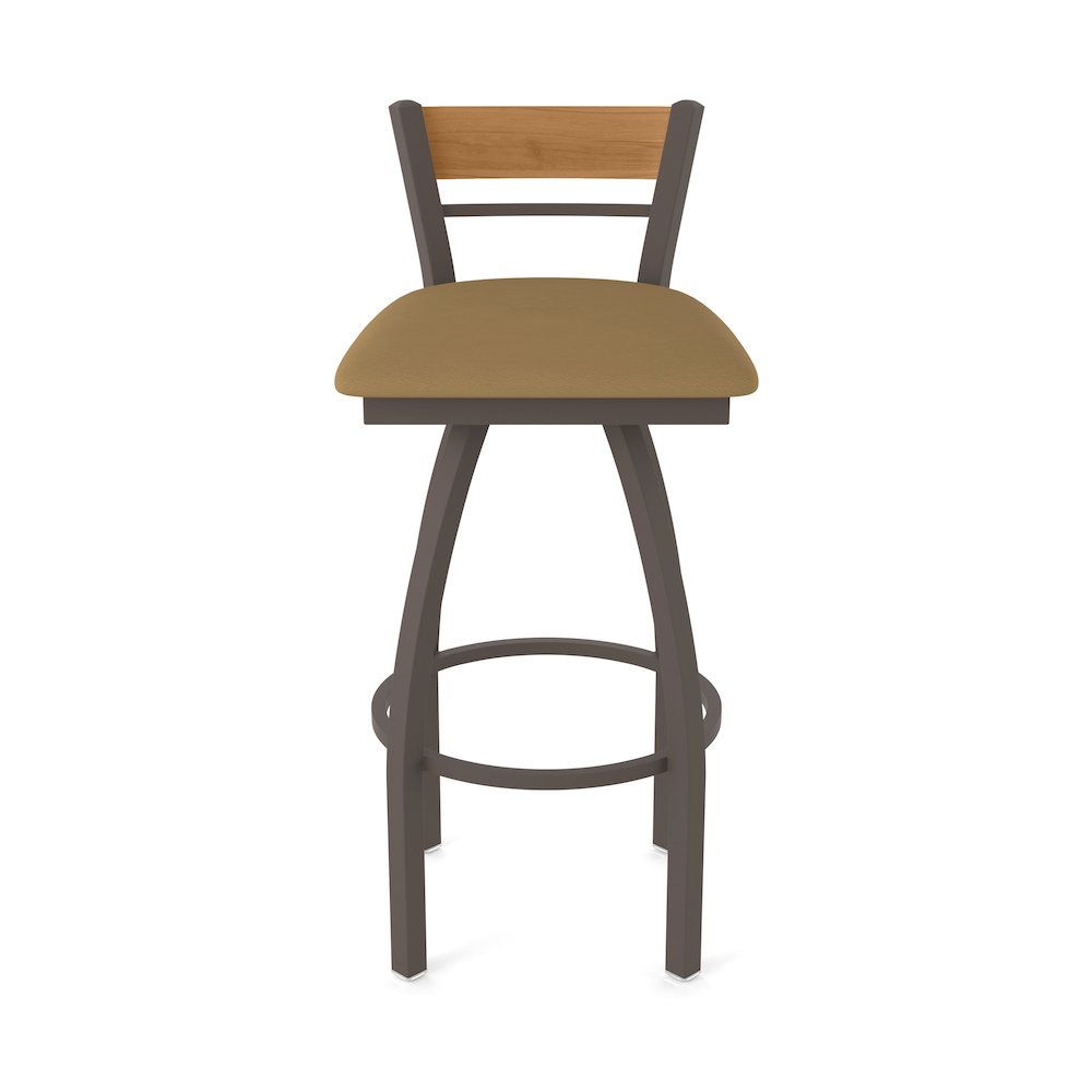 25" Swivel Counter Stool, Bronze Finish, Medium Back, Canter Saddle Seat. Picture 5