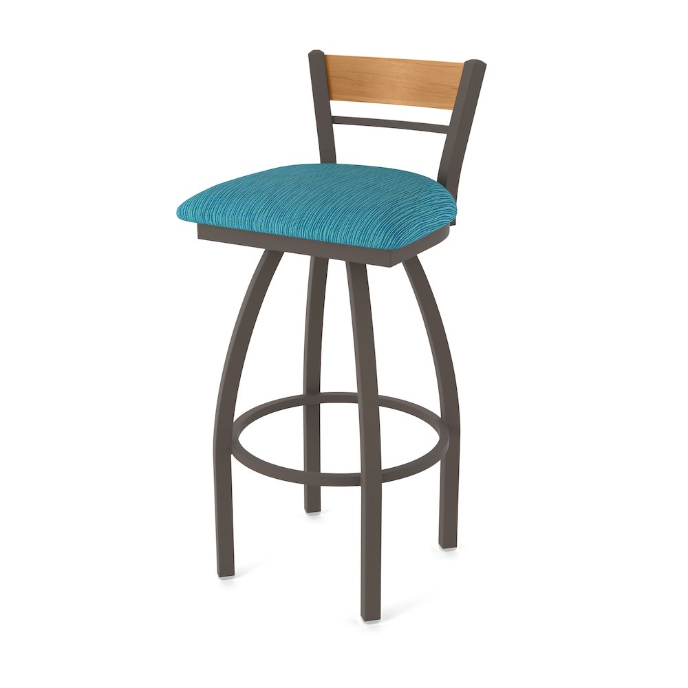 25" Swivel Counter Stool, Bronze Finish, Medium Back, Graph Tidal Seat. Picture 1