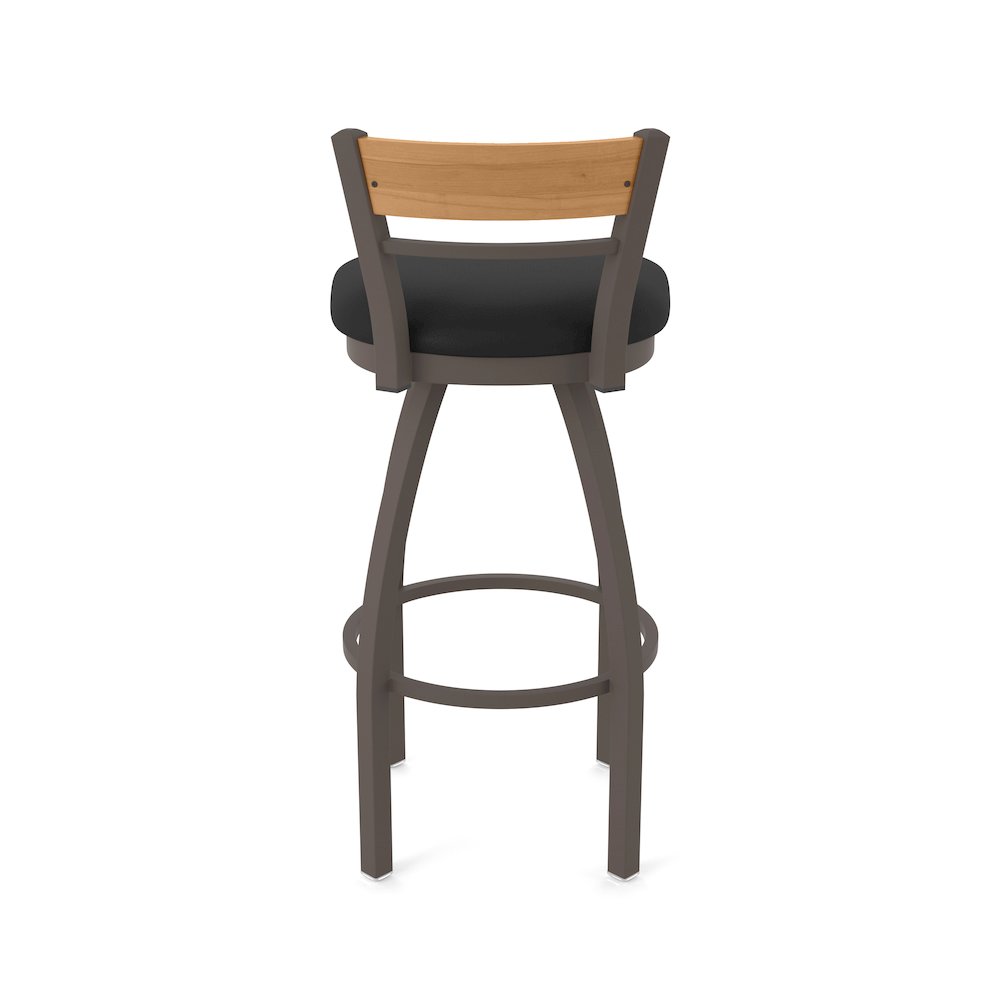 25" Swivel Counter Stool, Bronze Finish, Medium Back, Black Vinyl Seat. Picture 6