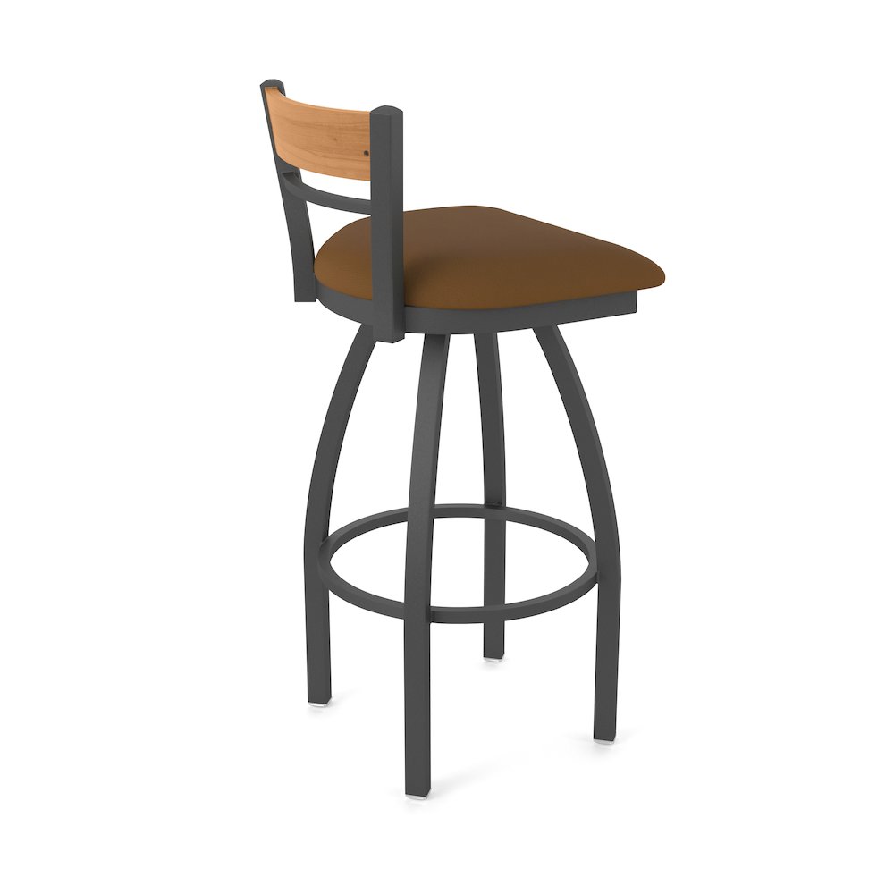 25" Swivel Counter Stool, Pewter Finish, Medium Back, Canter Thatch Seat. Picture 2