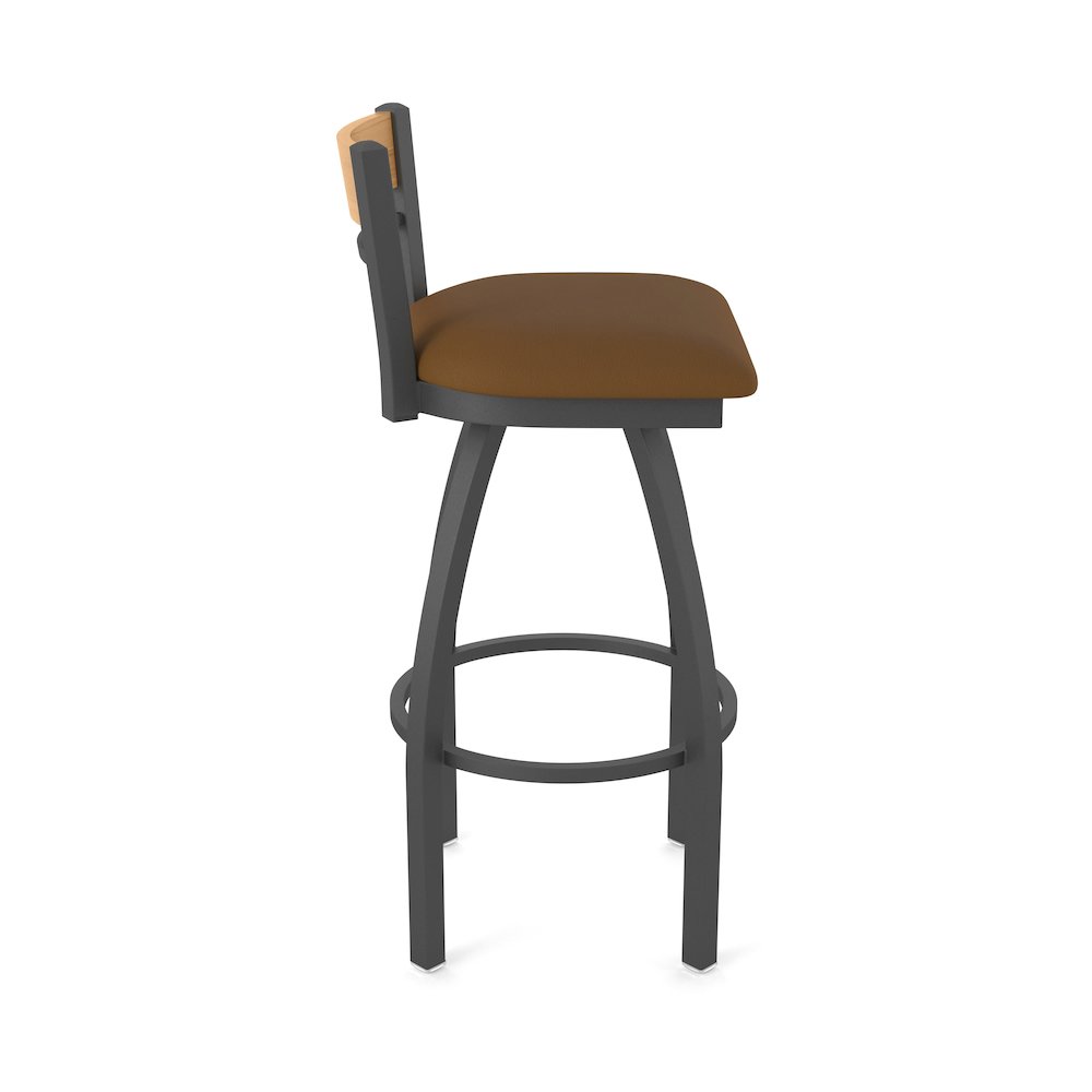 25" Swivel Counter Stool, Pewter Finish, Medium Back, Canter Thatch Seat. Picture 4