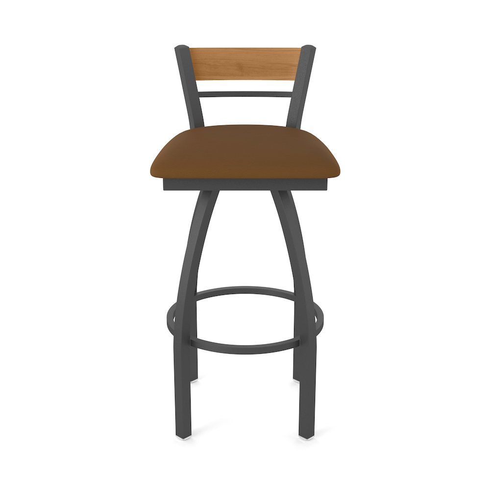25" Swivel Counter Stool, Pewter Finish, Medium Back, Canter Thatch Seat. Picture 5