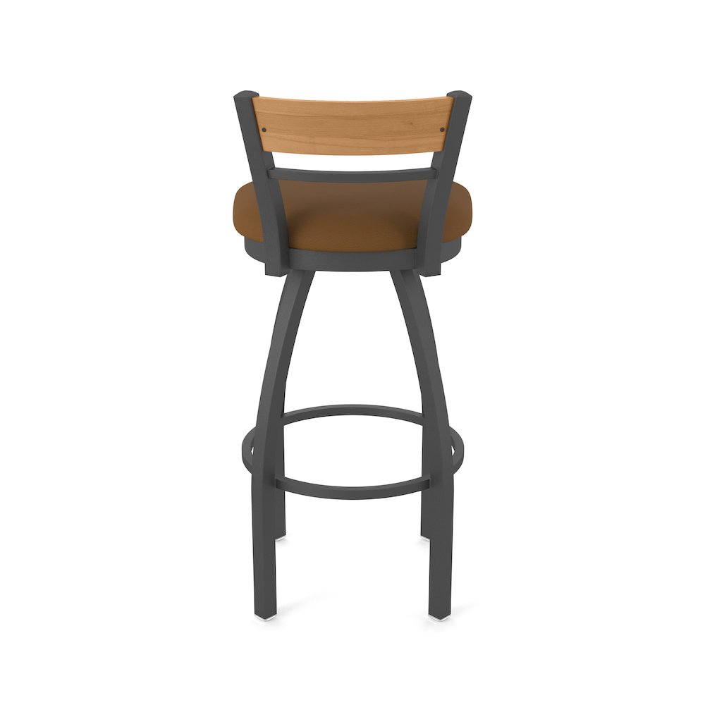 25" Swivel Counter Stool, Pewter Finish, Medium Back, Canter Thatch Seat. Picture 6