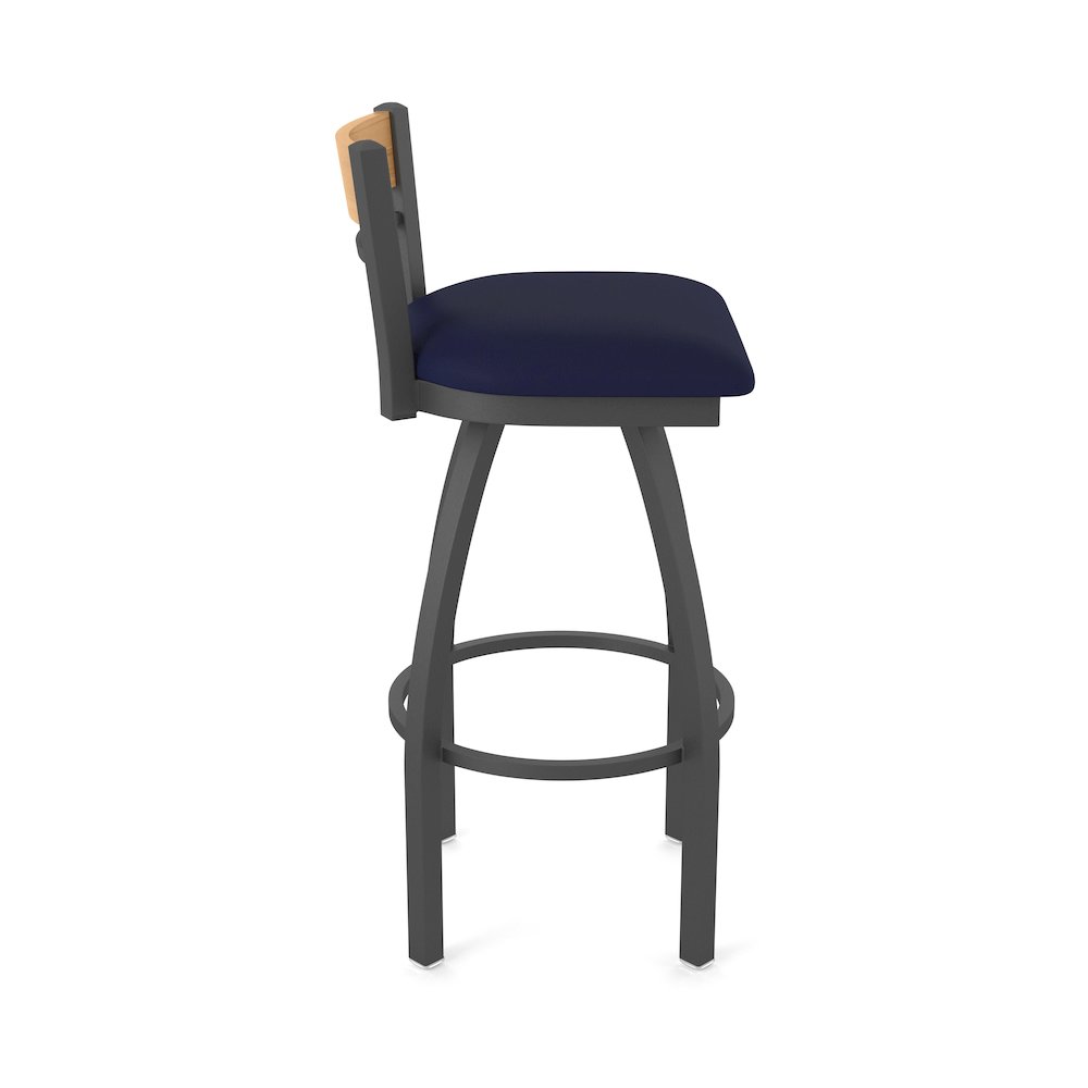 25" Swivel Counter Stool, Pewter Finish, Medium Back, Canter Twilight Seat. Picture 4
