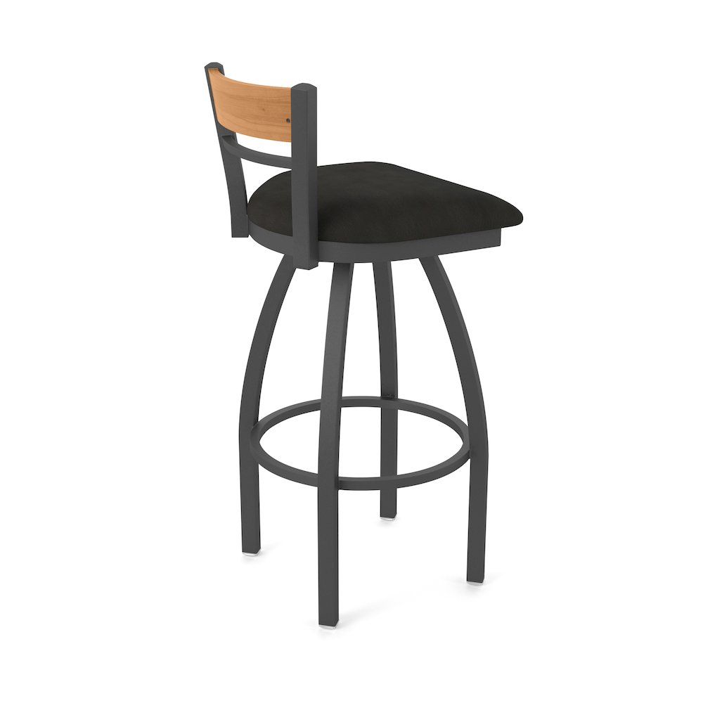 25" Swivel Counter Stool, Pewter Finish, Medium Back, Canter Espresso Seat. Picture 2