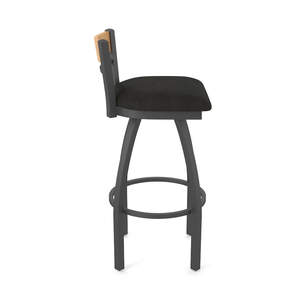 25" Swivel Counter Stool, Pewter Finish, Medium Back, Canter Espresso Seat. Picture 4