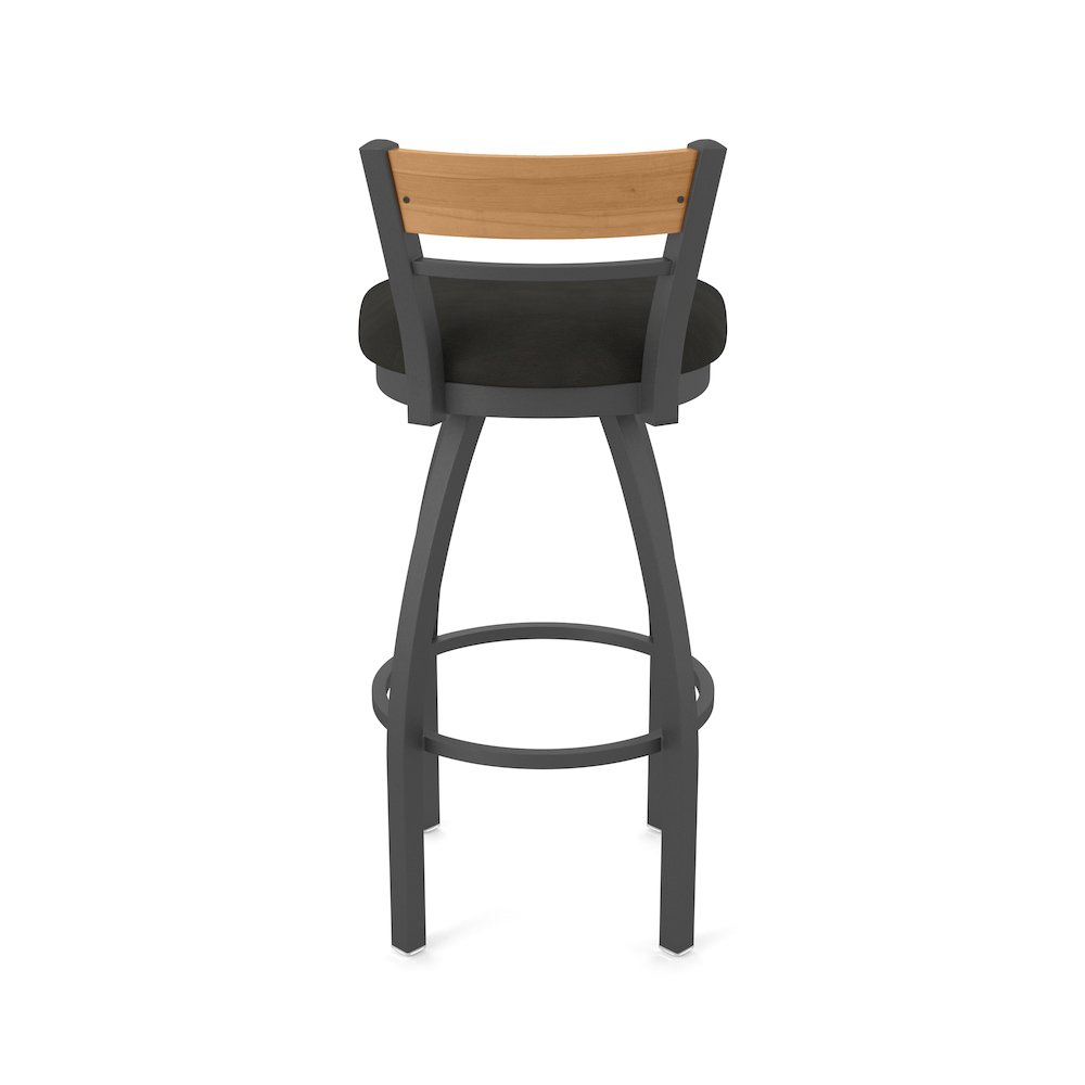 25" Swivel Counter Stool, Pewter Finish, Medium Back, Canter Espresso Seat. Picture 6
