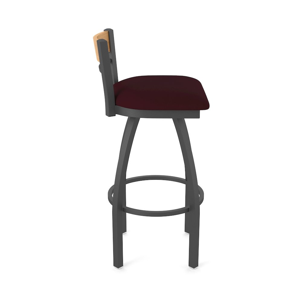 25" Swivel Counter Stool, Pewter Finish, Medium Back, Canter Bordeaux Seat. Picture 4