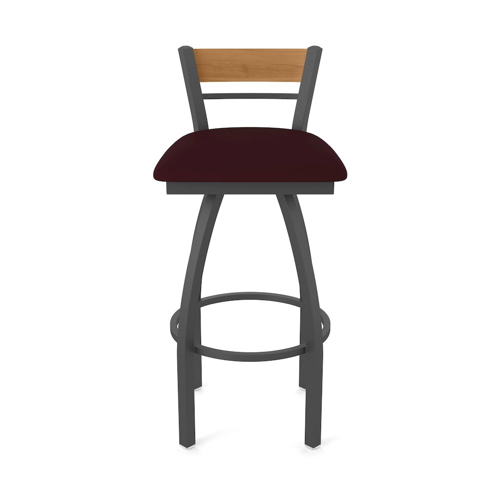 25" Swivel Counter Stool, Pewter Finish, Medium Back, Canter Bordeaux Seat. Picture 5