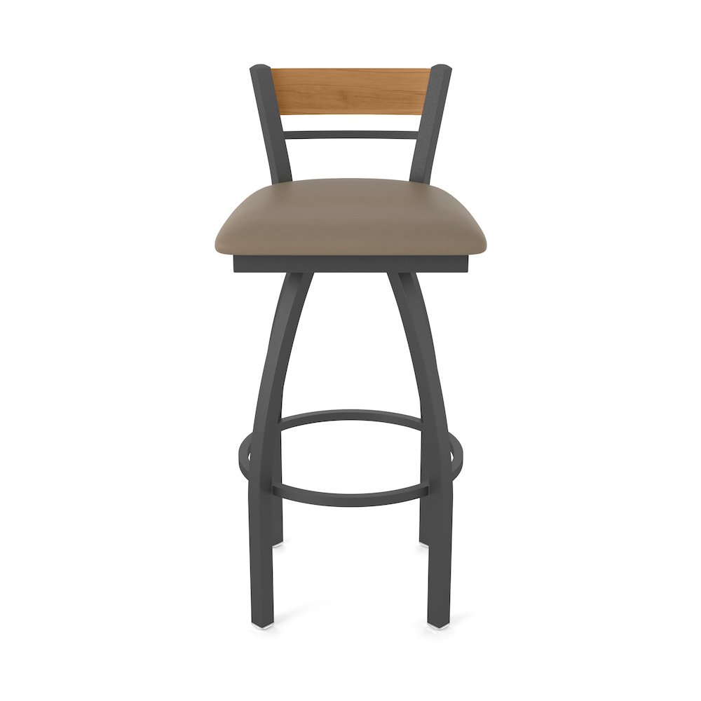 25" Swivel Counter Stool, Pewter Finish, Medium Back, Canter Earth Seat. Picture 5