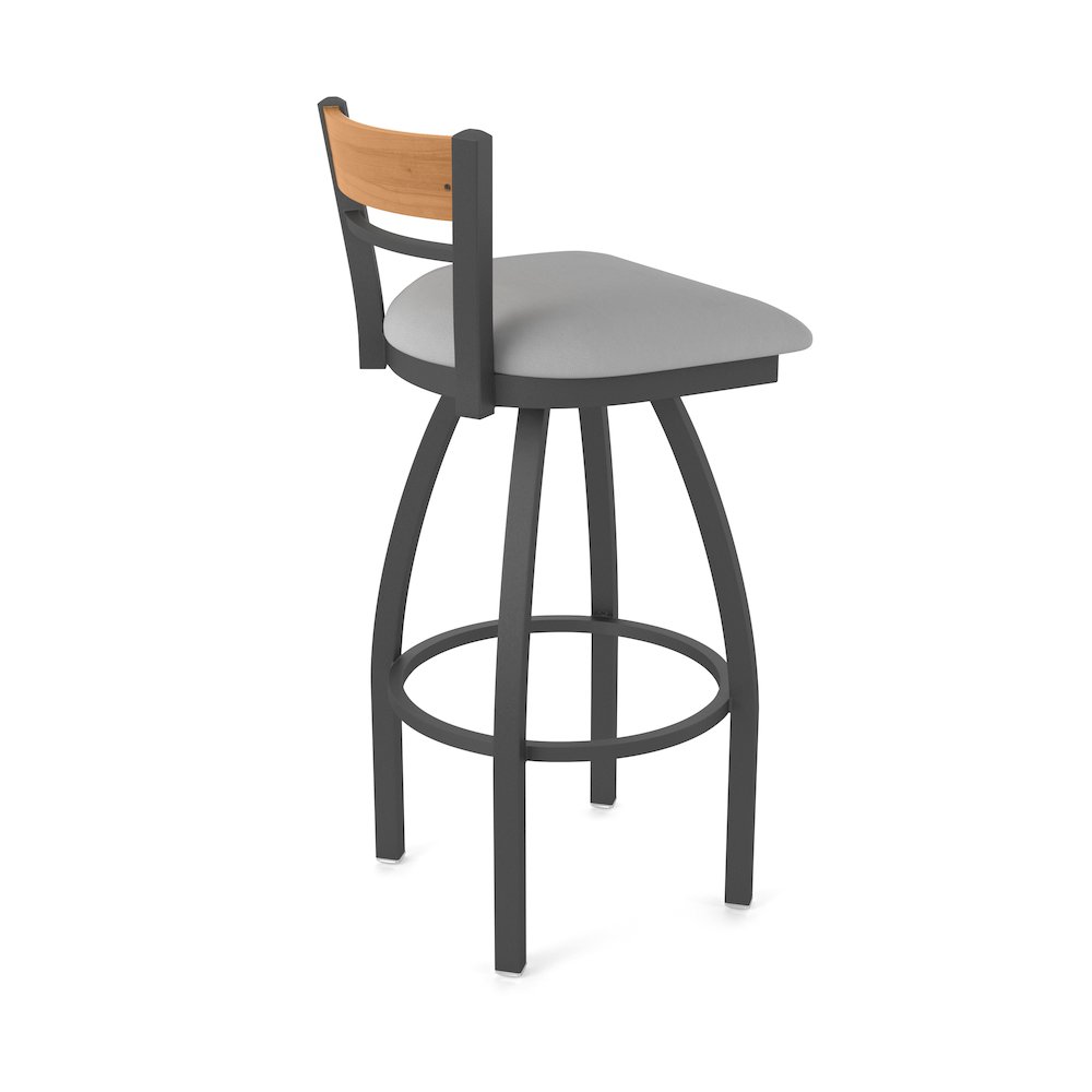25" Swivel Counter Stool, Pewter Finish, Medium Back, Canter Folkstone Grey Seat. Picture 2