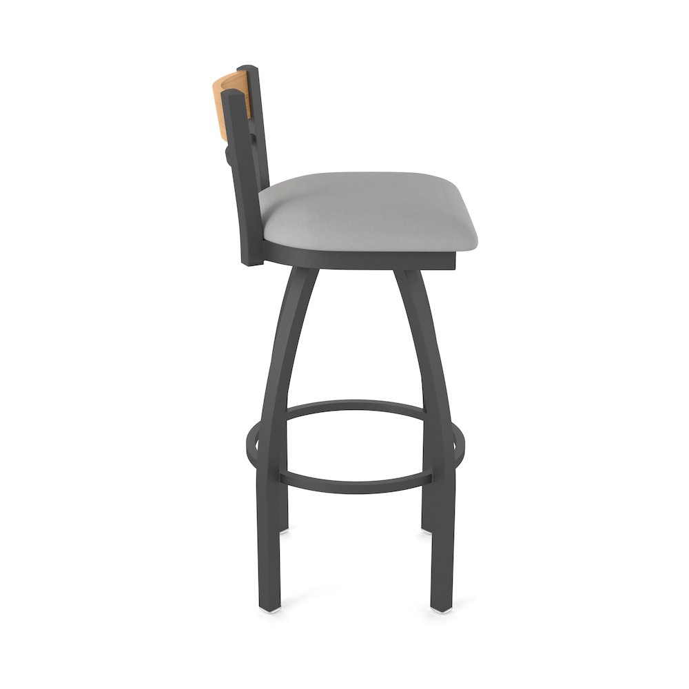 25" Swivel Counter Stool, Pewter Finish, Medium Back, Canter Folkstone Grey Seat. Picture 4