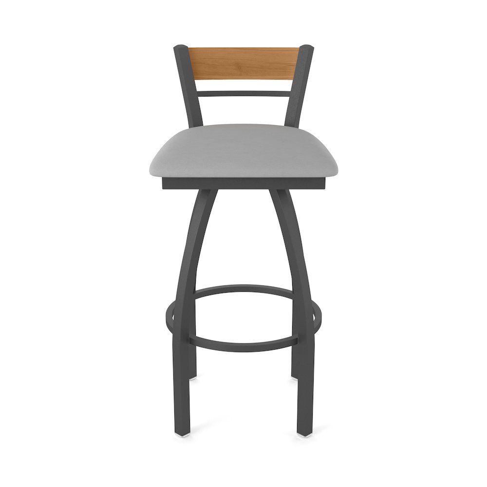 25" Swivel Counter Stool, Pewter Finish, Medium Back, Canter Folkstone Grey Seat. Picture 5