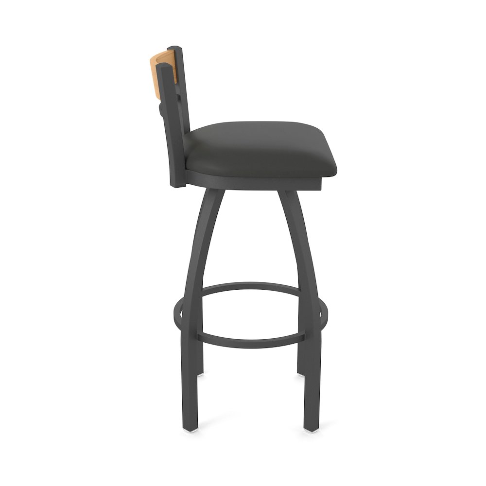 25" Swivel Counter Stool, Pewter Finish, Medium Back, Canter Iron Seat. Picture 4