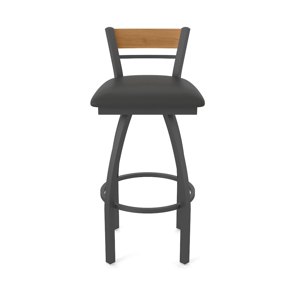 25" Swivel Counter Stool, Pewter Finish, Medium Back, Canter Iron Seat. Picture 5
