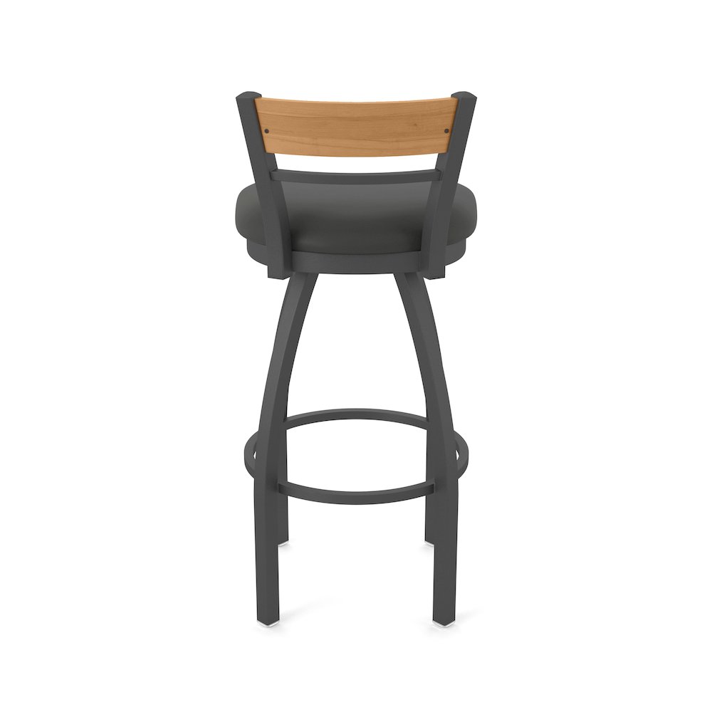 25" Swivel Counter Stool, Pewter Finish, Medium Back, Canter Iron Seat. Picture 6