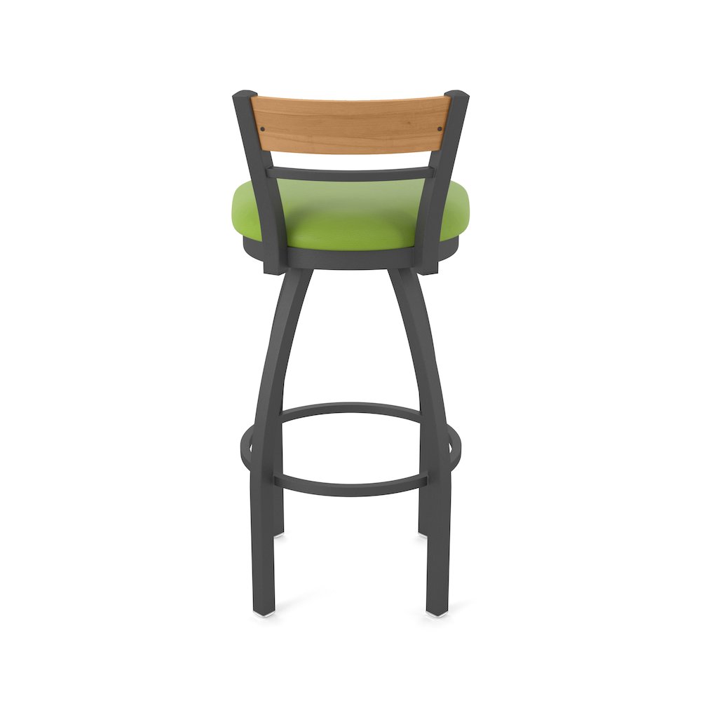 25" Swivel Counter Stool, Pewter Finish, Medium Back, Canter Kiwi Green Seat. Picture 6