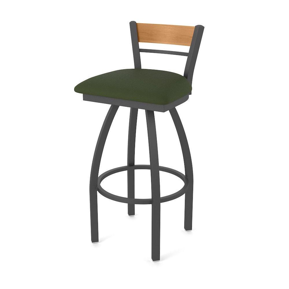 25" Swivel Counter Stool, Pewter Finish, Medium Back, Canter Pine Seat. Picture 1