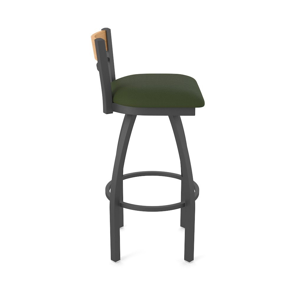 25" Swivel Counter Stool, Pewter Finish, Medium Back, Canter Pine Seat. Picture 4