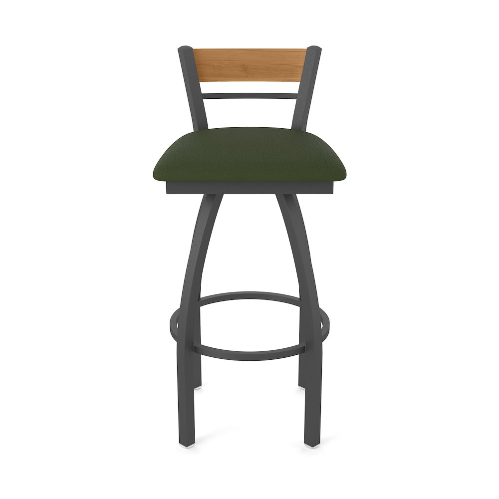 25" Swivel Counter Stool, Pewter Finish, Medium Back, Canter Pine Seat. Picture 5
