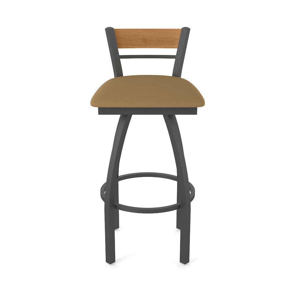 25" Swivel Counter Stool, Pewter Finish, Medium Back, Canter Saddle Seat. Picture 5