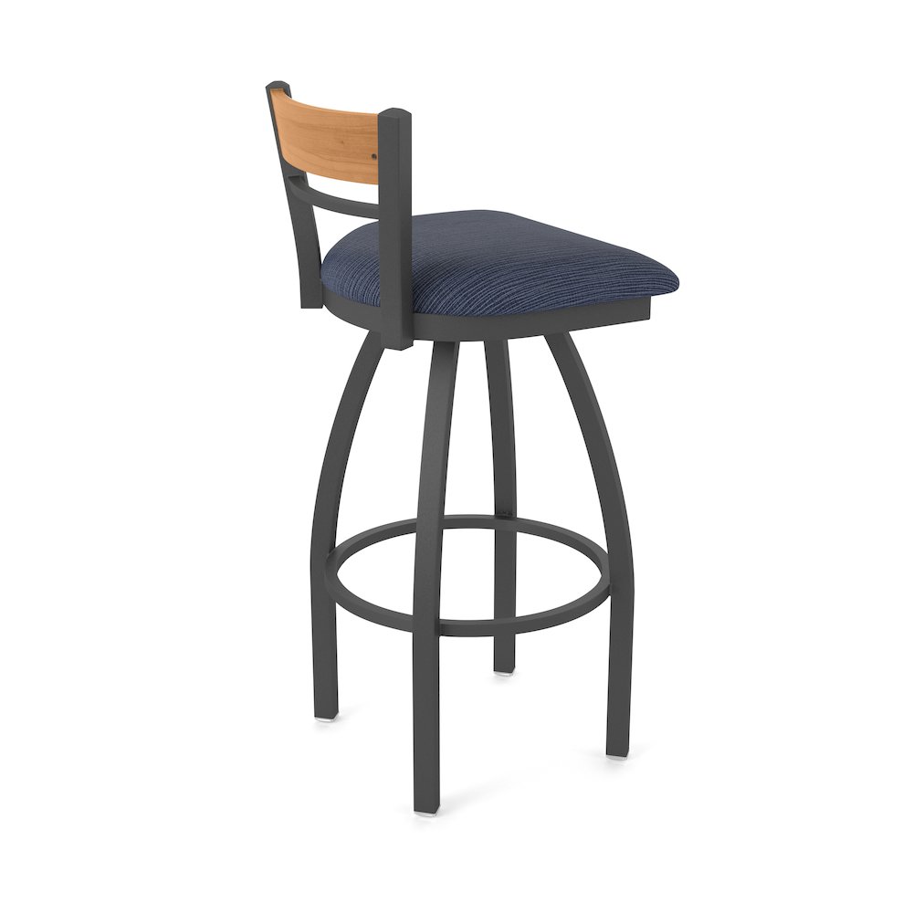25" Swivel Counter Stool, Pewter Finish, Medium Back, Graph Anchor Seat. Picture 2