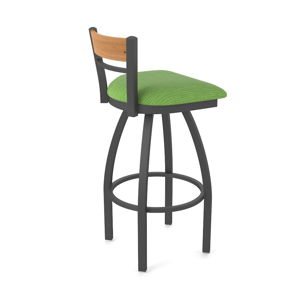 25" Swivel Counter Stool, Pewter Finish, Medium Back, Graph Parrot Seat. Picture 2