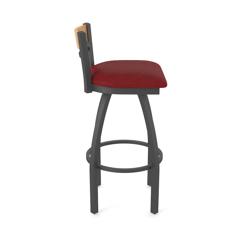 25" Swivel Counter Stool, Pewter Finish, Medium Back, Graph Ruby Seat. Picture 4
