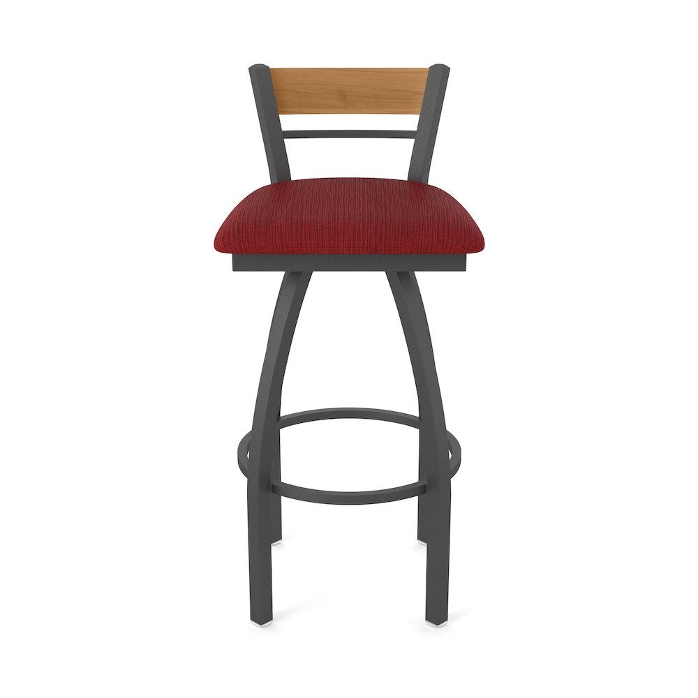 25" Swivel Counter Stool, Pewter Finish, Medium Back, Graph Ruby Seat. Picture 5