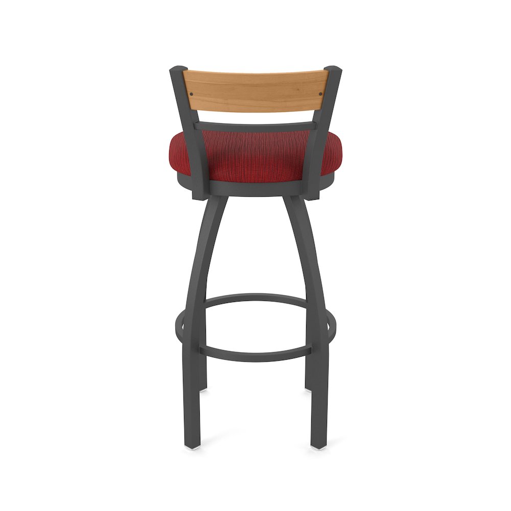 25" Swivel Counter Stool, Pewter Finish, Medium Back, Graph Ruby Seat. Picture 6