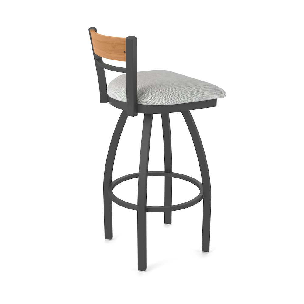 25" Swivel Counter Stool, Pewter Finish, Medium Back, Graph Alpine Seat. Picture 2