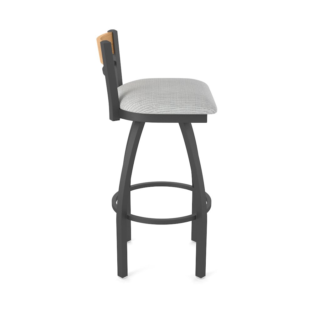 25" Swivel Counter Stool, Pewter Finish, Medium Back, Graph Alpine Seat. Picture 4