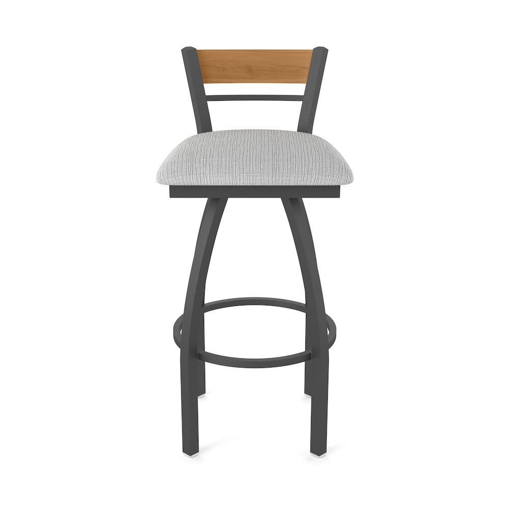 25" Swivel Counter Stool, Pewter Finish, Medium Back, Graph Alpine Seat. Picture 5