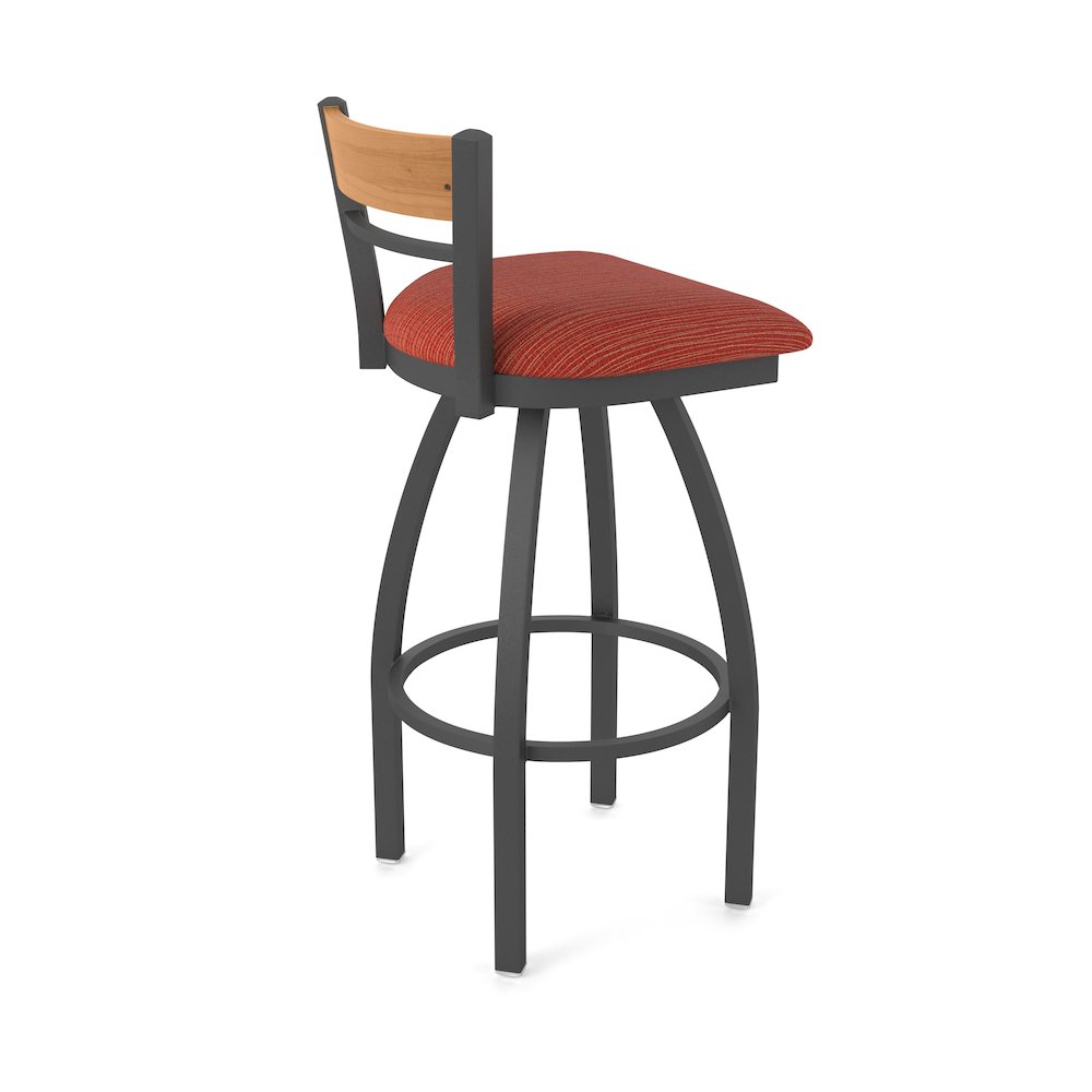 25" Swivel Counter Stool, Pewter Finish, Medium Back, Graph Poppy Seat. Picture 2