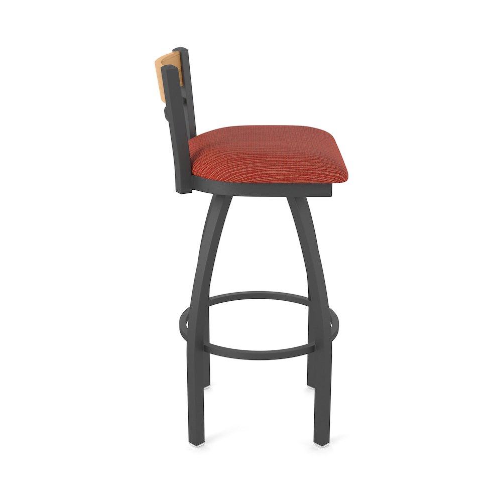 25" Swivel Counter Stool, Pewter Finish, Medium Back, Graph Poppy Seat. Picture 4