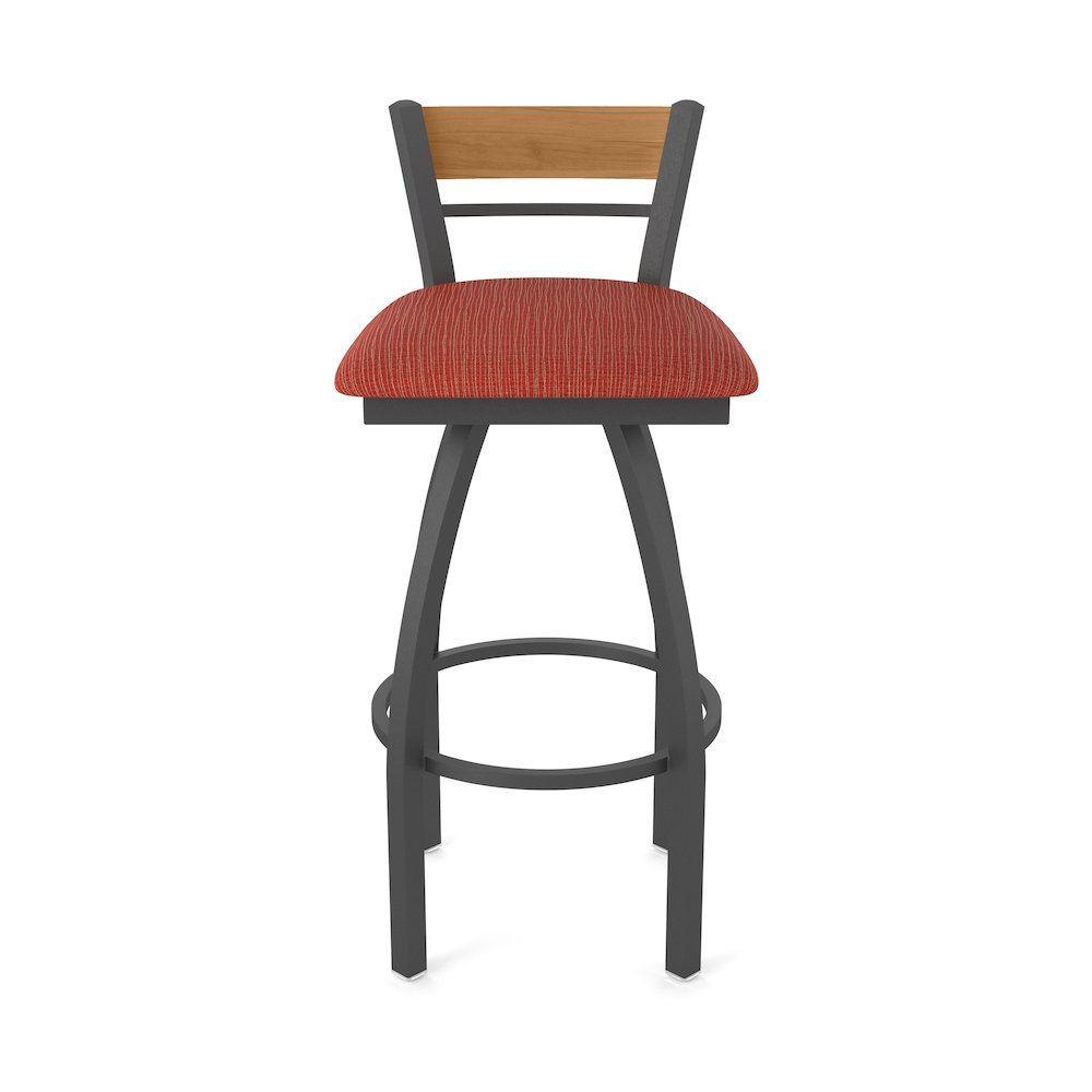 25" Swivel Counter Stool, Pewter Finish, Medium Back, Graph Poppy Seat. Picture 5