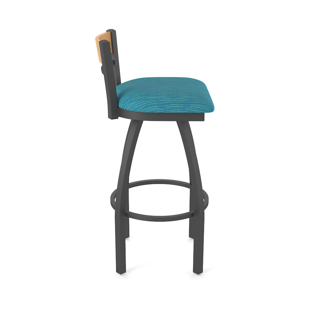 25" Swivel Counter Stool, Pewter Finish, Medium Back, Graph Tidal Seat. Picture 4