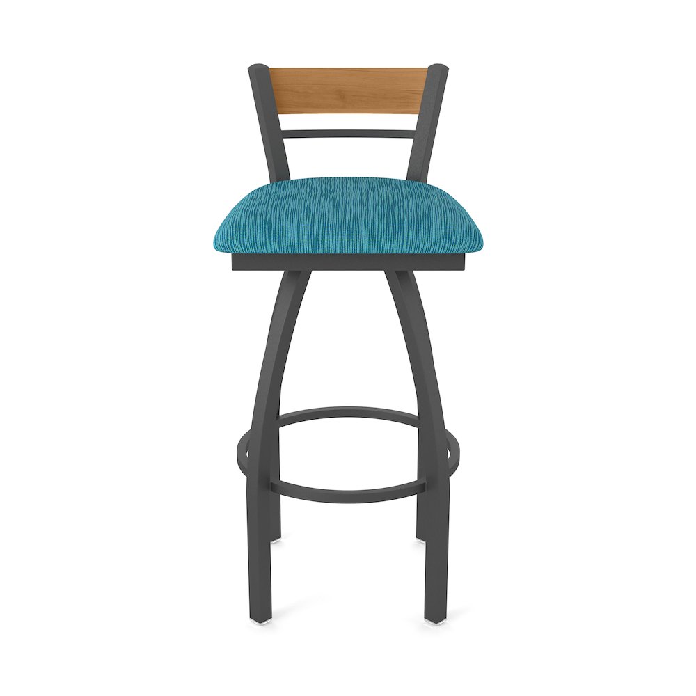 25" Swivel Counter Stool, Pewter Finish, Medium Back, Graph Tidal Seat. Picture 5