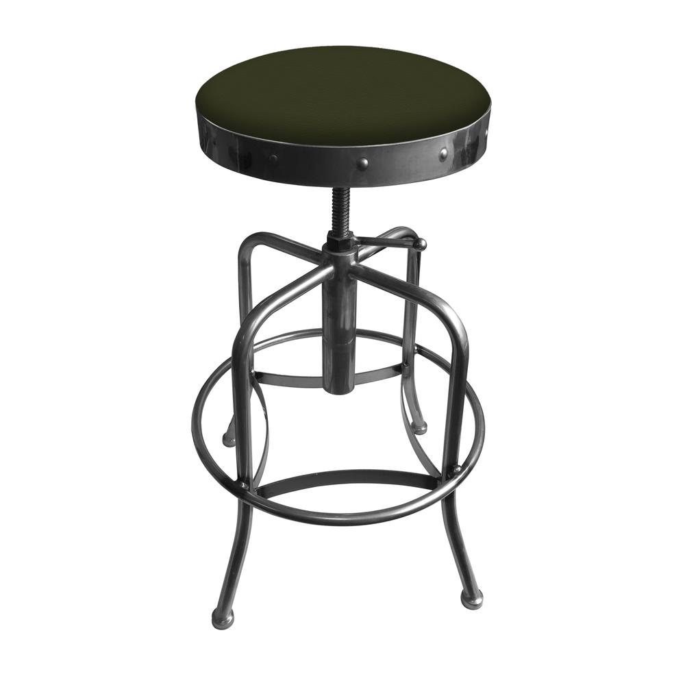 910 Industrial-Adjustable Stool with Clear Coat Finish and Canter Pine Seat. Picture 1